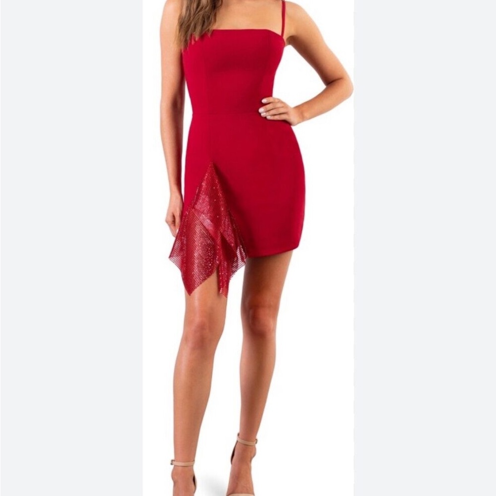 Helsi Red Asymmetrical Mini Dress for Night Out